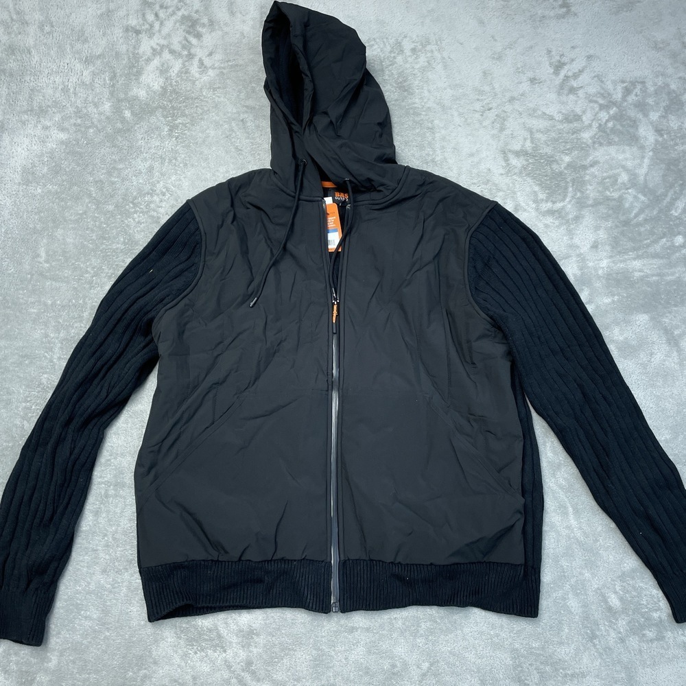 Bass Outdoor Men's XL Hooded Jacket Black Polyester Blend e0504